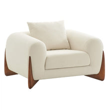 Load image into Gallery viewer, Sherpa Arm Chair - Cream And Wood Brown