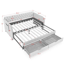 Load image into Gallery viewer, Daybed With Trundle And Storage Drawers, Flat Arms With Pocket