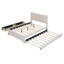 Load image into Gallery viewer, Upholstered Platform Bed With Drawers, Classic Headboard Design
