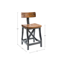 Load image into Gallery viewer, Industrial Counter Stool With Back Removable Solid Acacia - Amber