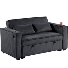 Load image into Gallery viewer, Modern Style Convertible Sofa With Pull-Out Bed, USB Ports & Cup Holders