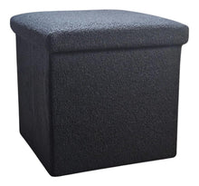 Load image into Gallery viewer, 15" Boucle Cube Storage Ottoman - Black