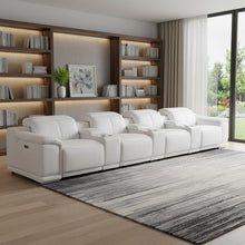 Load image into Gallery viewer, Italian Leather Reclining Metal USB Sofa (720416) - White