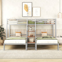 Load image into Gallery viewer, Metal Bunk Bed With Storage Shelves Staircase