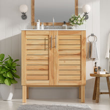 Load image into Gallery viewer, Bathroom Vanity With Ceramic Sink, Freestanding Cabinet - Antique Natural / Brown