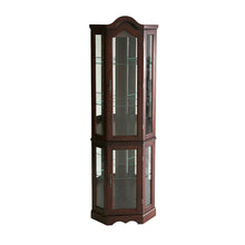 Load image into Gallery viewer, Scallop Top Lighted Corner Curio Cabinet - Dark Brown
