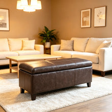 Load image into Gallery viewer, Rectangle Storage Ottoman Bench For Living Room - Brown