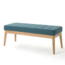 Load image into Gallery viewer, Vibratory - Button Tufted Upholstered Ottoman With Splayed Wooden Legs - Teal / Natural
