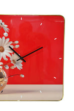 Load image into Gallery viewer, Silent Daisies Floral Wall Clock - Gold / Red / White