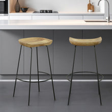 Load image into Gallery viewer, Steel Backless Bar Height Bar Chairs (Set of 2) - Natural And Black