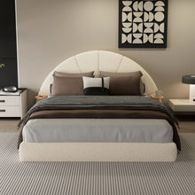 Load image into Gallery viewer, Queen Arched Bed With Small Table, Floor Standing Design - Beige