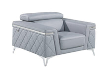 Load image into Gallery viewer, Top Grain Leather Club Chair - Light Blue And Silver