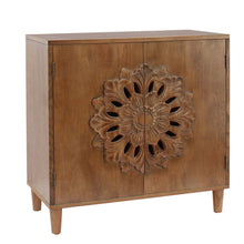 Load image into Gallery viewer, 2 Door Accent Storage Cabinet With Floral Design, Sideboard For Living Room - Dark Brown