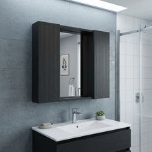 Load image into Gallery viewer, Wood Floating Double Door Bathroom Vanity Medicine Cabinet With Mirror - Black