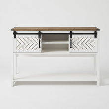 Load image into Gallery viewer, Entryway Table With Sliding Barn Door Storage - White / Oak