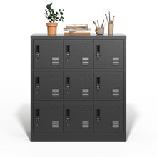 Load image into Gallery viewer, 9 Door Employee Storage Locker With Card Slot, Lockers For Office, Gym, School, And Home - Black