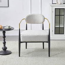 Load image into Gallery viewer, Upholstered Accent Armchair With Tapered Legs - Beige / Black / Gold