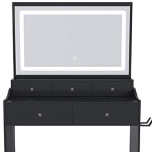 Load image into Gallery viewer, 30" Wood Lighted Vanity Five Drawer Dresser - Black