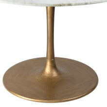 Load image into Gallery viewer, 47" Rounded Steel Pedestal Base Dining Table - White / Gold