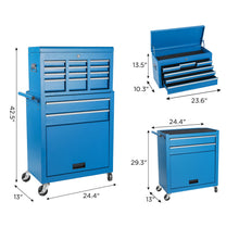 Load image into Gallery viewer, 8 Drawer Rolling Tool Chest With 2 In 1 Detachable Top Box, Lockable Wheels