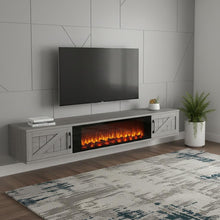 Load image into Gallery viewer, Floating Mount TV Stand With Fireplace - Gray