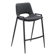 Load image into Gallery viewer, 26" Modern Faux Leather And Steel Low Back Counter Height Bar Chairs (Set of 2) - Black