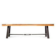 Load image into Gallery viewer, Outdoor Dining Bench, Patio Backless Bench - Teak / Black