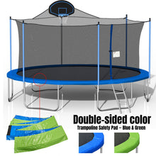 Load image into Gallery viewer, 16Ft Trampoline For Adults & Kids With Basketball Hoop, Double-Sided Cover, Outdoor Trampolines With Ladder And Safety Enclosure Net For Kids And Adults - Blue
