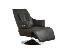 Load image into Gallery viewer, Tufted Genuine Leather Power Swivel Recliner (730567) - Brown