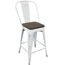 Load image into Gallery viewer, Oregon - Industrial High Back Counter Stool (Set of 2) - Vintage White / Espresso