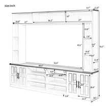 Load image into Gallery viewer, Wall Unit Entertainment Center With Bookshelves For TVs Up To 80", Tempered Glass Doors And Adjustable Shelves
