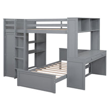 Load image into Gallery viewer, Loft Bed With A Twin Size Standalone Bed, Shelves, Desk, And Wardrobe