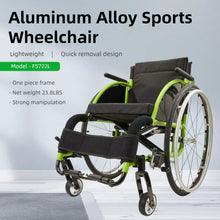 Load image into Gallery viewer, Premium Lightweight Foldable Sport Wheelchair All Body Sturdy & Comfortable 250Lbs Capacity Easy Folding 24" Sports Tires Perfect For Outdoor - Black / Green