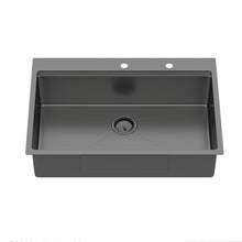 Load image into Gallery viewer, Drop In Workstation Sink Topmount Single Bowl With Pull Out Faucet And Soap Dispenser - Gunmetal Black