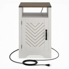 Load image into Gallery viewer, Farmhouse Nightstand With Charging Station & Storage