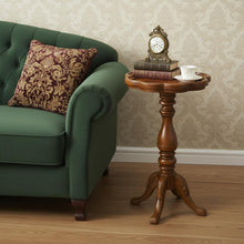 Load image into Gallery viewer, Wood Floral Top End Table - Medium Brown And Olive Ash