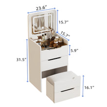 Load image into Gallery viewer, 3 In 1 Vanity Desk With Flip Top Mirror, Compact Makeup Table With Glass Top And 3 Drawers