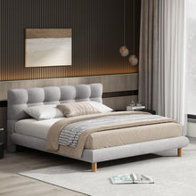 Load image into Gallery viewer, Upholstered Platform Bed Frame With Cookie Shaped Headboard