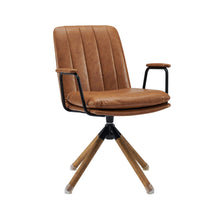 Load image into Gallery viewer, Faux Leather Swivel Arm Chair 23" - Carmel Brown