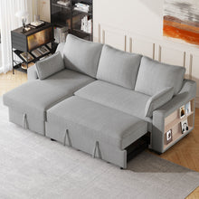Load image into Gallery viewer, Pull Out Sleeper Sofa L-Shaped Couch Convertible Sofa Bed With Storage Chaise, Storage Racks And USB Ports
