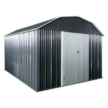 Load image into Gallery viewer, 10 Ft X 12 Ft Outdoor Metal Storage Shed With Arch Roof With Lockable Doors For Backyard Garden Patio Lawn - Black