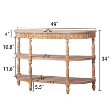 Load image into Gallery viewer, Handcrafted Console Table With Hand Woven Trim, 3 Tier Storage Shelves - Natural