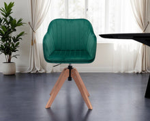 Load image into Gallery viewer, Tufted Upholstered Velvet Dining Arm Chair - Green