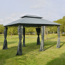 Load image into Gallery viewer, Outsunny - Patio Gazebo, Outdoor Gazebo Canopy Shelter With Curtains, Vented Roof, Steel Frame For Garden, Lawn, Backyard And Deck, - Sage Gray