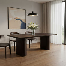 Load image into Gallery viewer, 82" Wood Double Pedestal Base Dining Table - Dark Brown