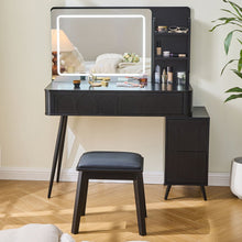 Load image into Gallery viewer, Wood Mirrored Four Drawer Vanity Table Lights - Black