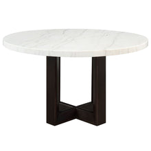 Load image into Gallery viewer, Edwyn - Round Dining Table - White Natural Marble Top & Espresso