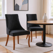 Load image into Gallery viewer, Solid Wood Dining Side Chairs (Set of 2) - Black / Brown