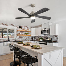 Load image into Gallery viewer, Modern Ceiling Fan With Dimmable LED Light 5 Solid Wood Blades Remote Control Reversible Dc Motor With Smart App Control - Nickel
