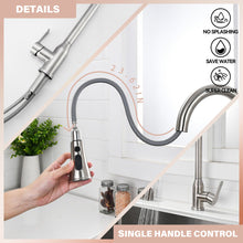 Load image into Gallery viewer, Stainless Steel High Arc Kitchen Faucet With Pull Down Sprayer - Brushed Nickel